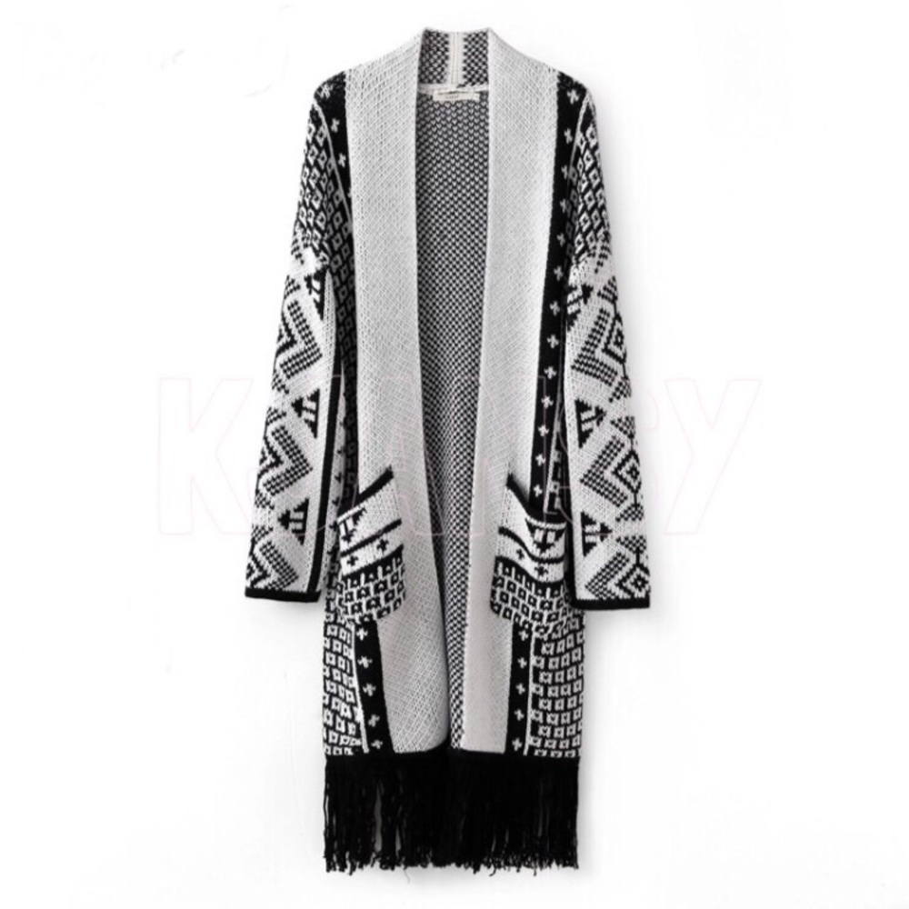 Bohemian Fringe Sweater Coat